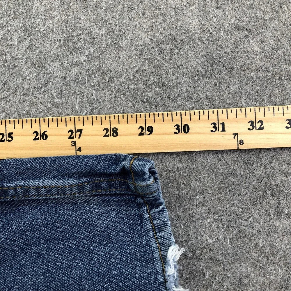 Levis 505 Jeans Mens 36x29 Blue Medium Wash Regular Straight Distressed Denim
